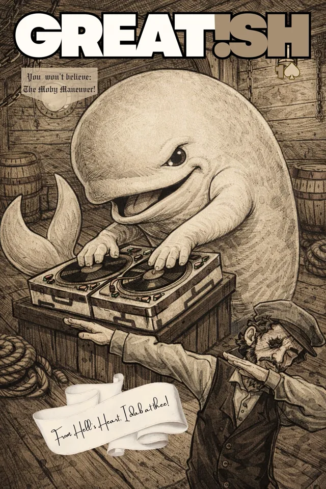 Greatish issue 1B cover featuring Moby Dick DJing aboard a ship