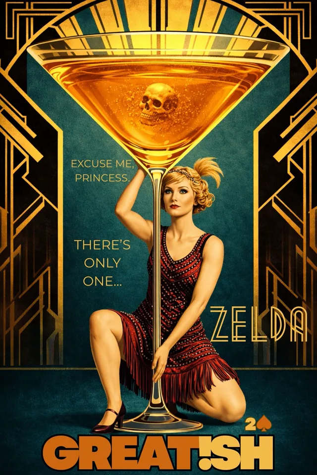 Greatish issue 2B cover featuring a woman holding an enormous cocktail with a skull inside