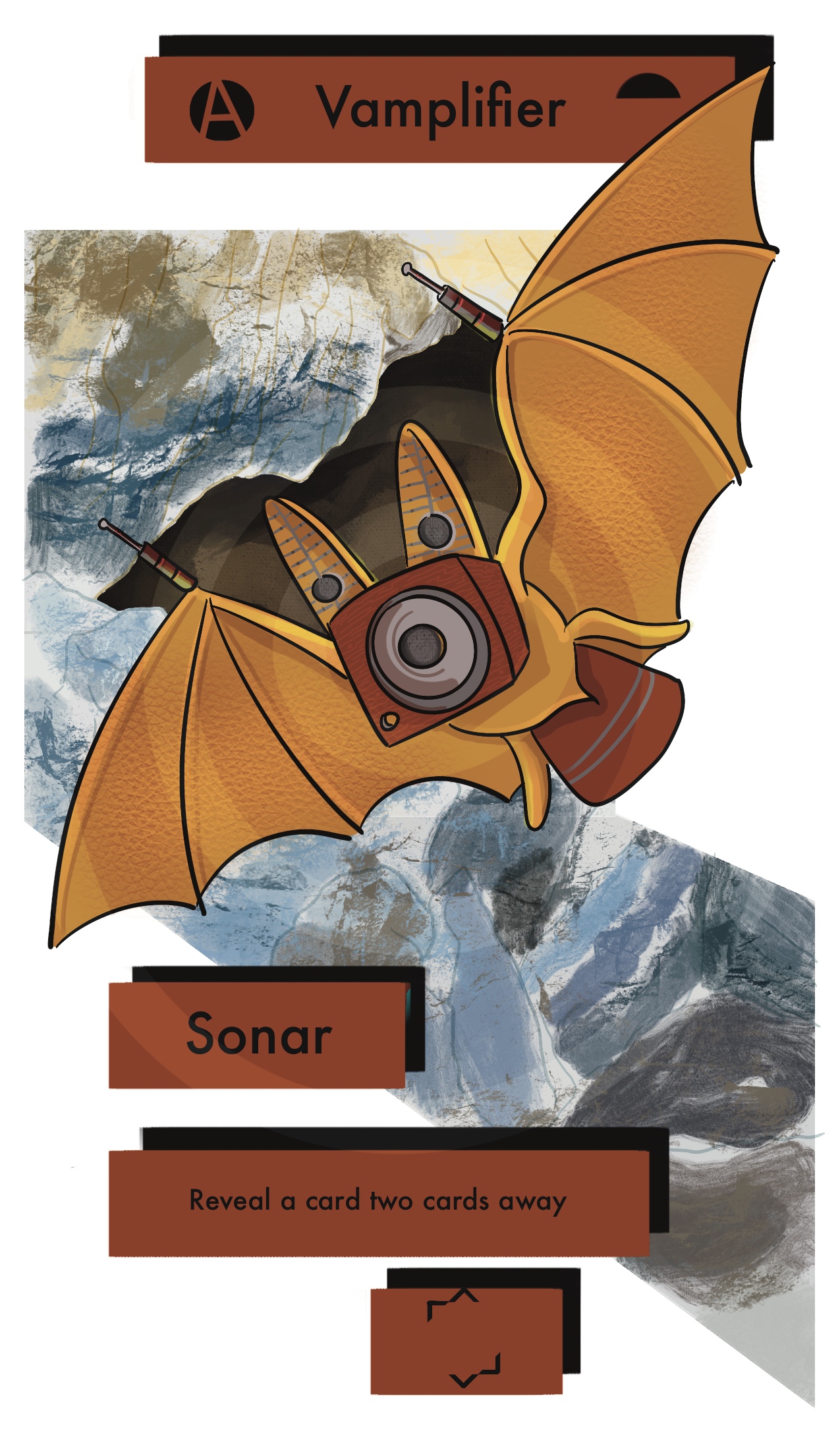 Vamplifier, a bat-like creature with a camera body and antennae